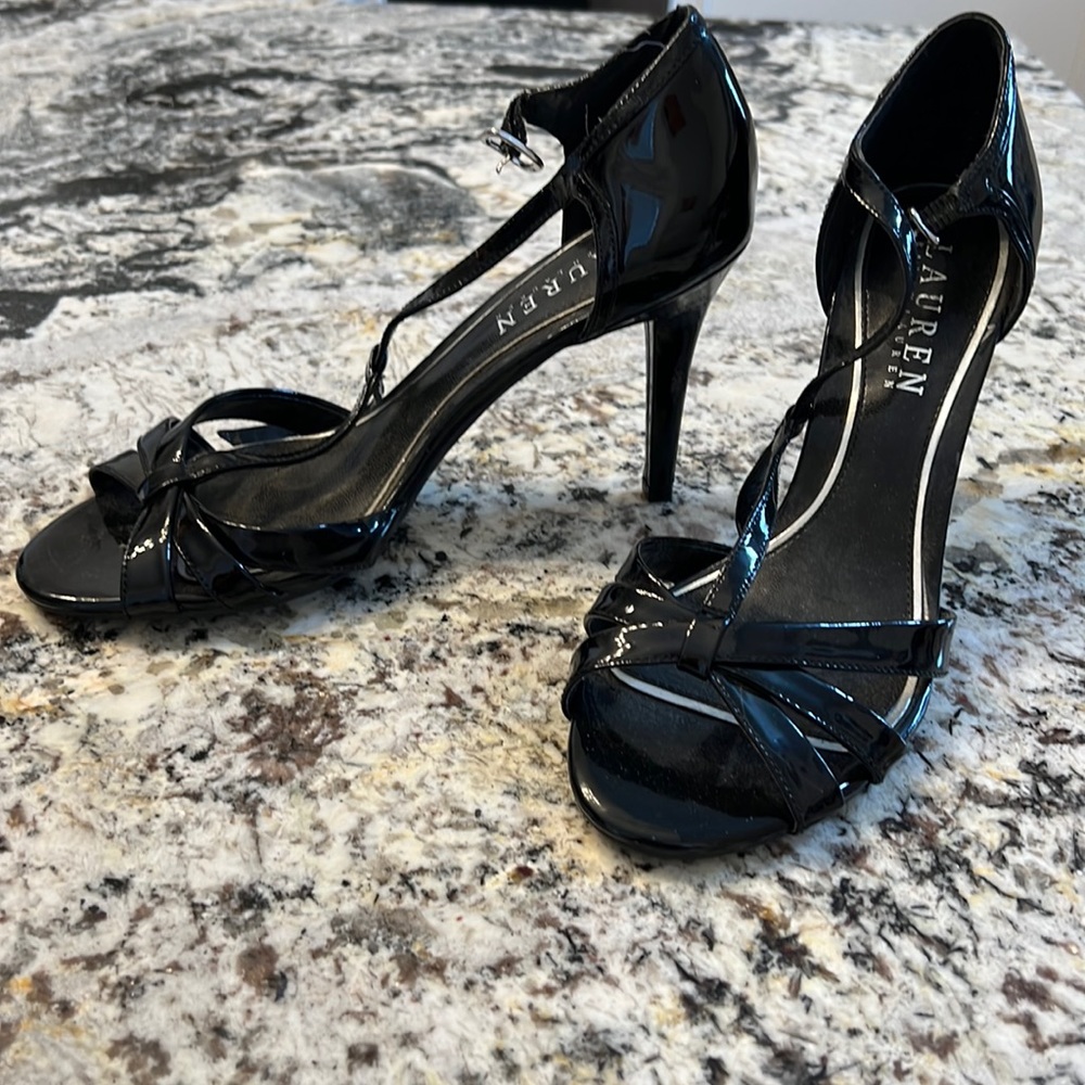 Ralph Lauren Glossy Black Heels